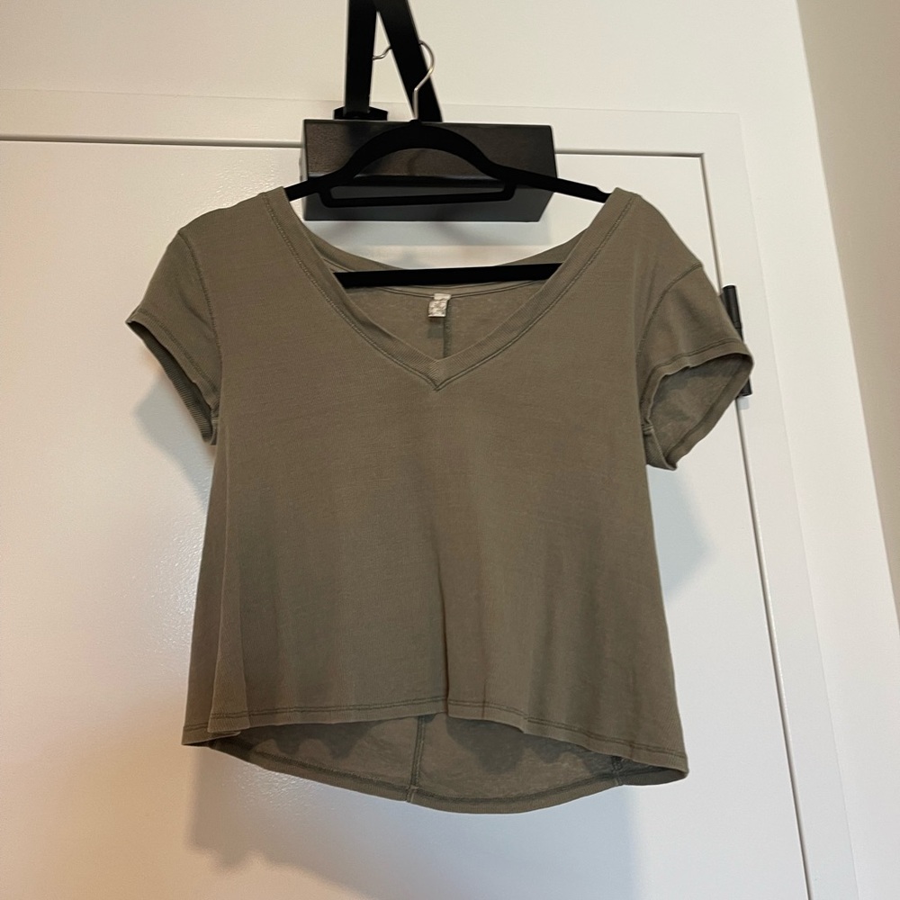 Free People Intimately V Neck Cropped T Shirt